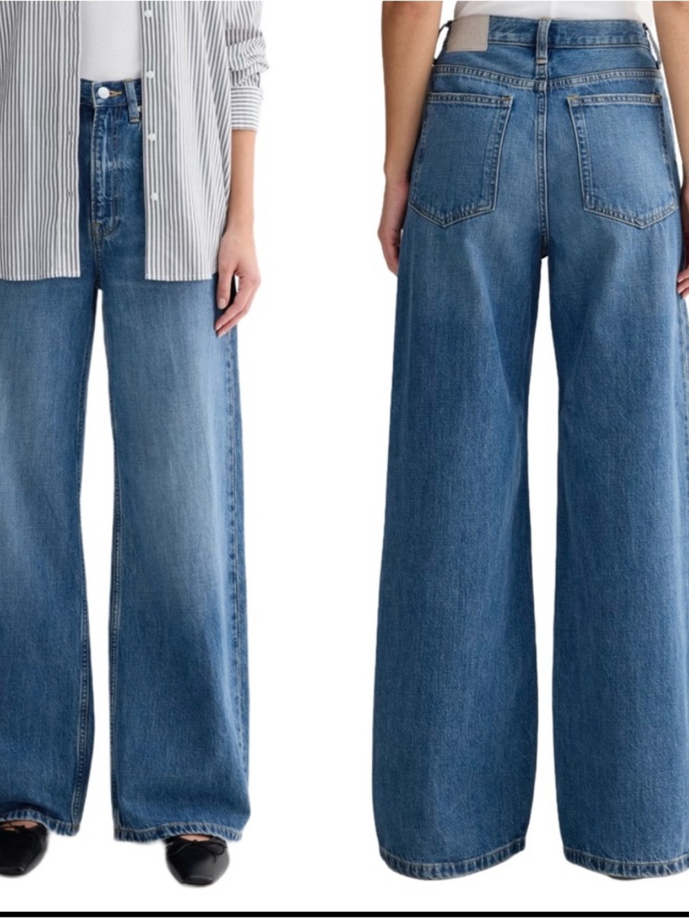 Everlane Wide Leg Flare Jeans in Medium Blue